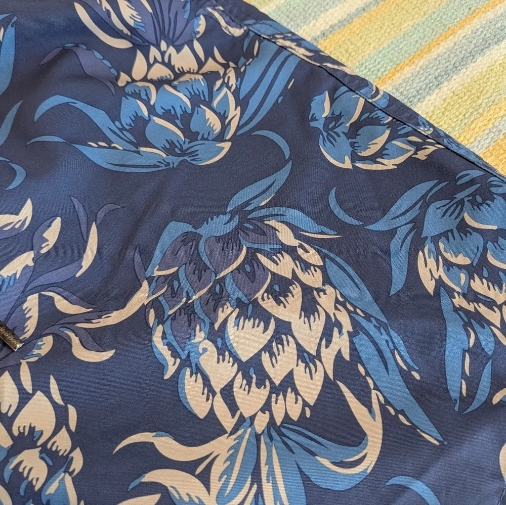 ⭐ Brooks Brothers Blue Pineapple Print Swim Trunks Size Small